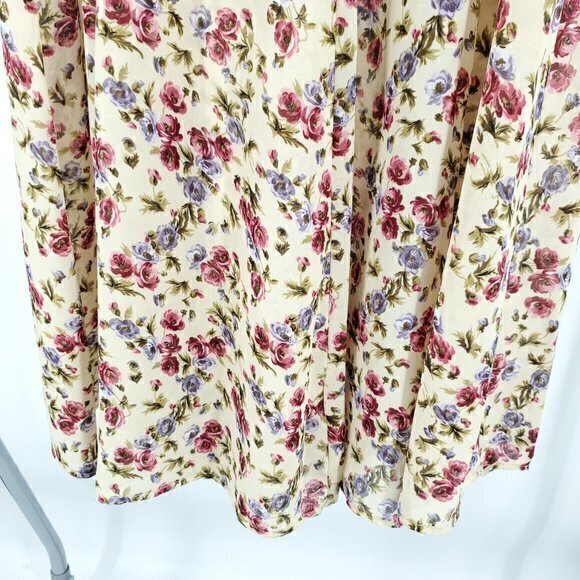 VTG 90s All Over Floral Print Midi Skirt S (Tag size 9) Yellow - Picture 14 of 16